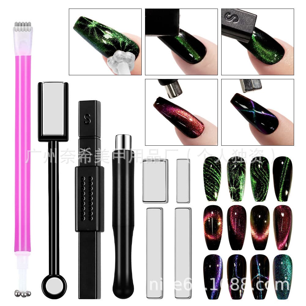 Nail salon double-head magnet to attract glass beads, cat's eye magnet, nail polish glue special super powerful magnet nail tool