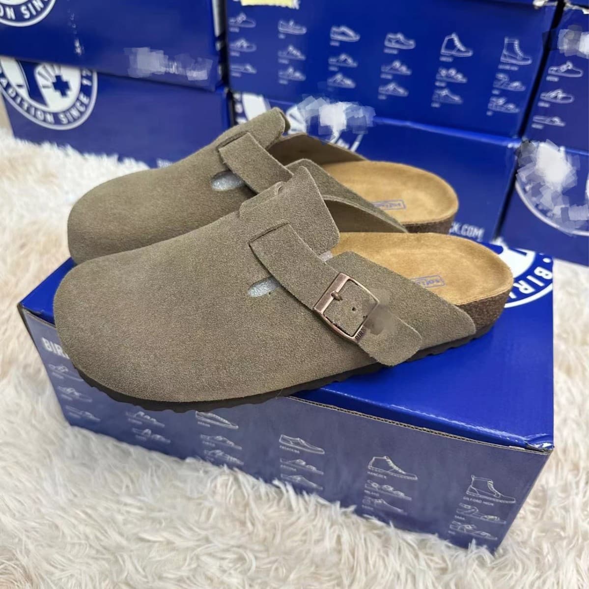 Men's BK genuine leather Birkenstock shoes, new style, versatile, retro, slip-on, closed-toe, half-slip-on.