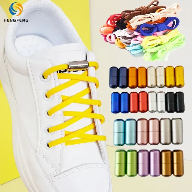 Hengfeng Aluminum Colored Matte Shoelace Buckle, No-Tie Lazy Shoelaces, Student Commuter Quick On-Off Shoelace Buckle