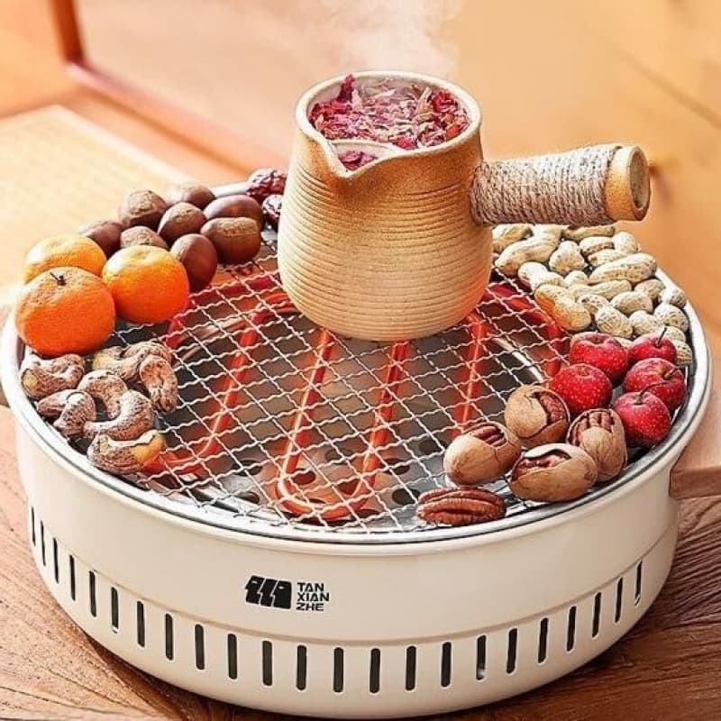 Explorer's Fireplace Tea Stove, Grill, and Barbecue Set, Household Barbecue Oven, Electric and Charcoal Dual-Use MH2