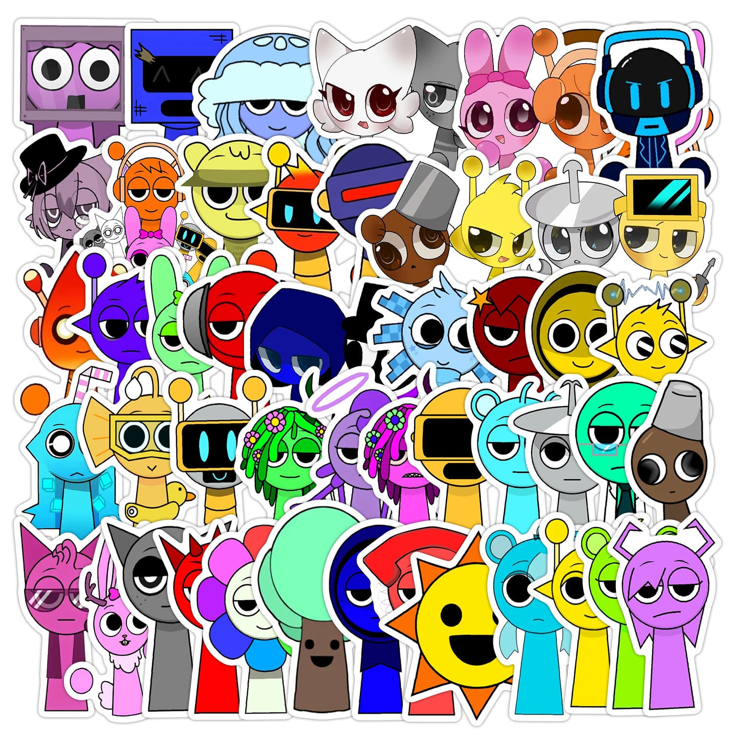 Cross-border 50pcs Rhythm Box Graffiti Stickers Waterproof Decals for Water Bottles and Phones Creative Game Stickers Wholesale