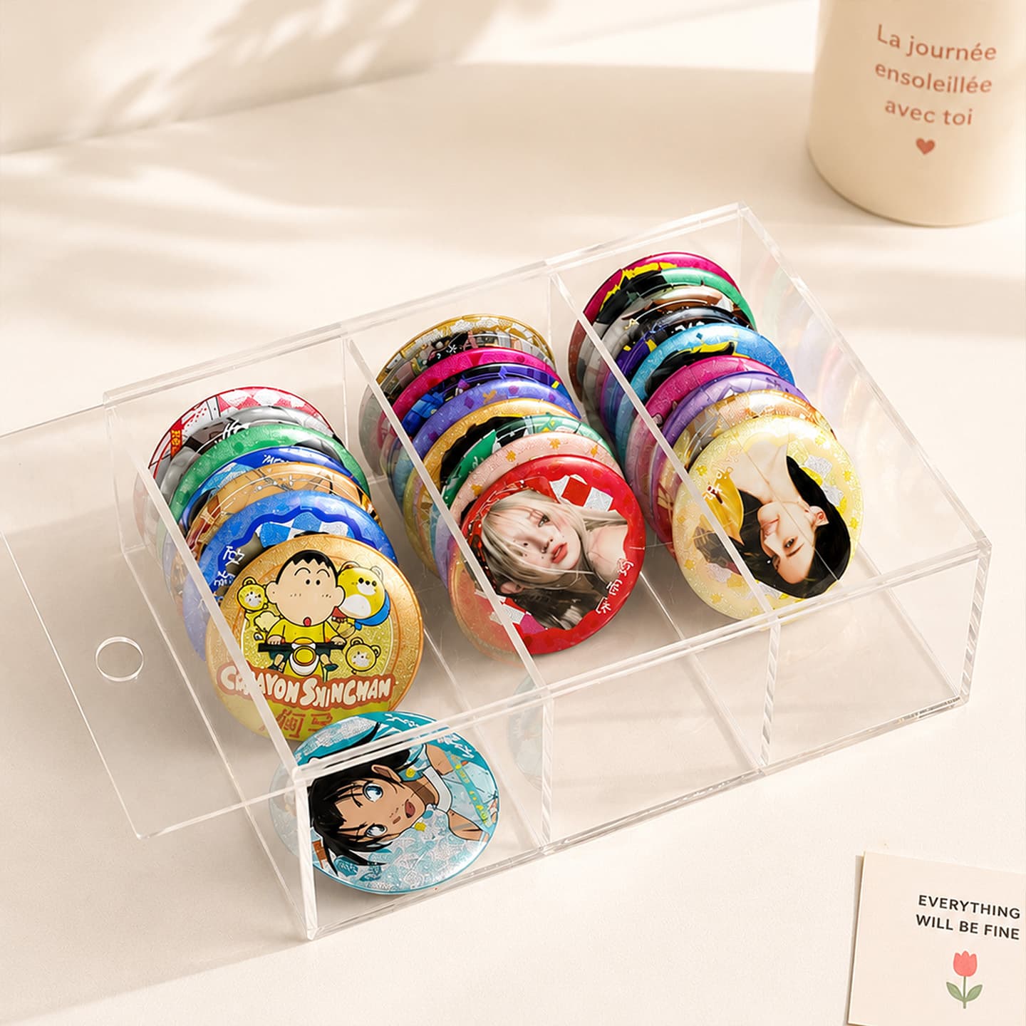Highly transparent bar storage box, acrylic peripheral badge storage, dust-proof storage box, divided makeup brush storage box