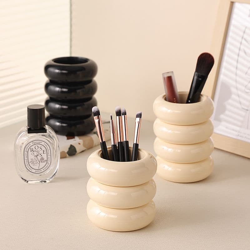 High-end Ceramic Storage Canister for Makeup Brushes, Desk Pen Holder, Desktop Decoration, Instagram-Worthy