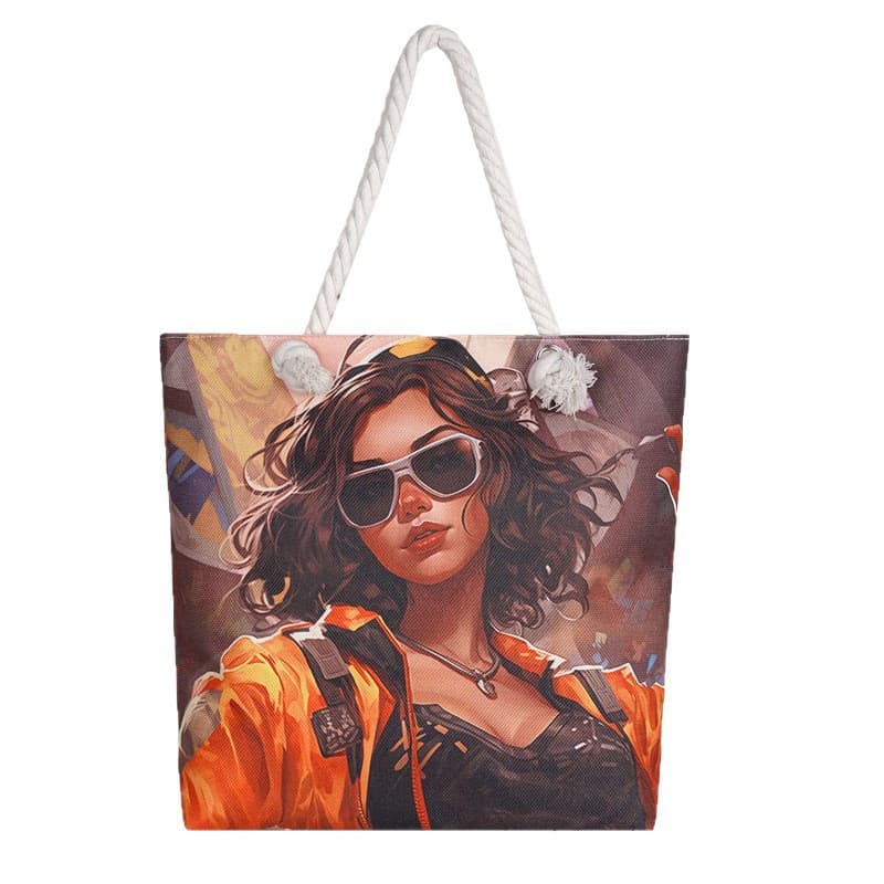 Cross-Border Hot Selling Forest Black Girl Print Single Shoulder Bag Thick Strap Tote Bag Fashion Large Capacity Women's Bag Factory Wholesale
