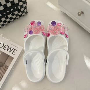 Crystal Mary Jane Ballet Shoes Women's Sandals Hole Sandals Women's Outdoor Flip Flops Beach Shoes Home Slippers