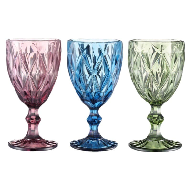 Factory Wholesale European Nordic Colored Glass Wine Glass Thickened Goblet Vintage Wine Glass Foreign Trade Barware