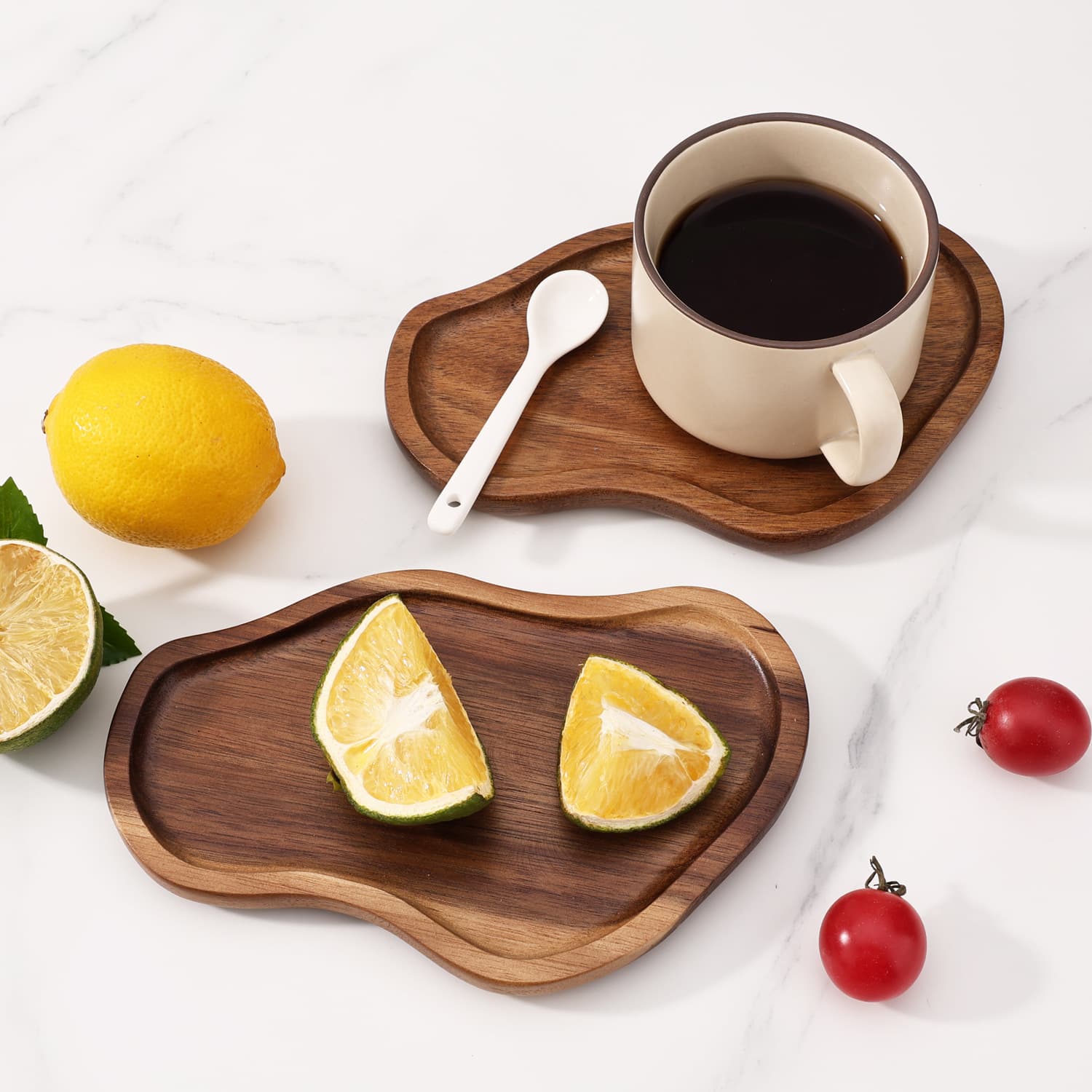 Acacia Wood Creative Japanese Solid Wood Tray, Japanese Home Dry Soaking Tray, Irregular Fruit Plate, Snack and Tea Plate