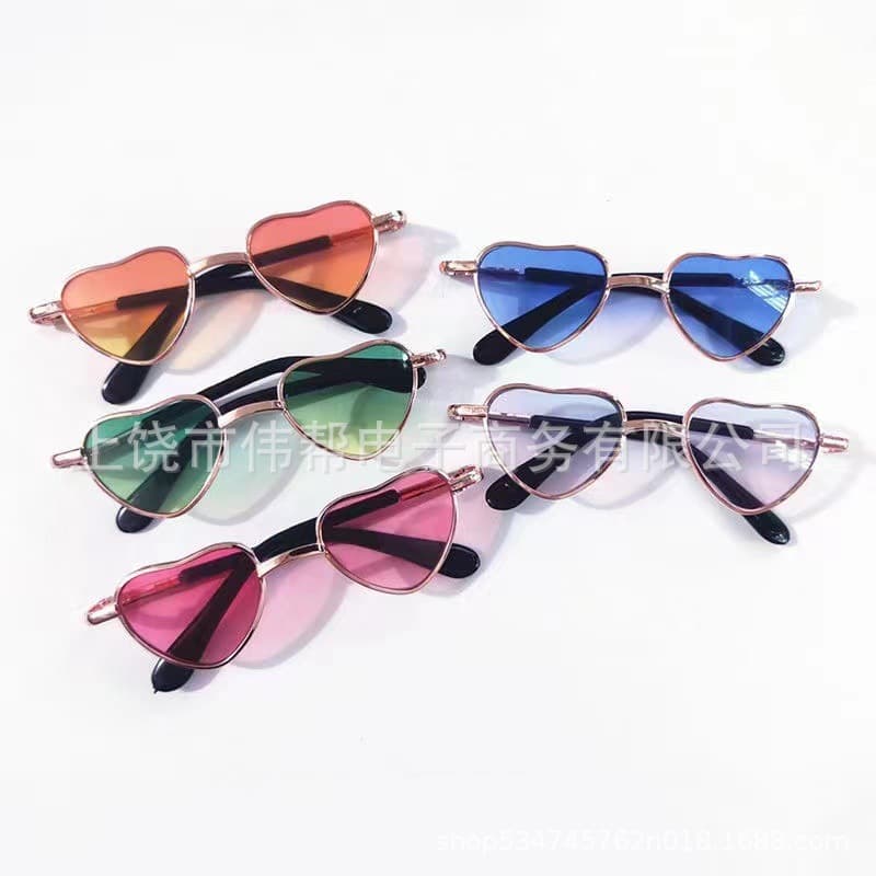 20cm Cotton Doll Glasses with Gazi Sister Glasses, Small Metal Heart-Shaped Love Glasses Accessories, Pet Glasses