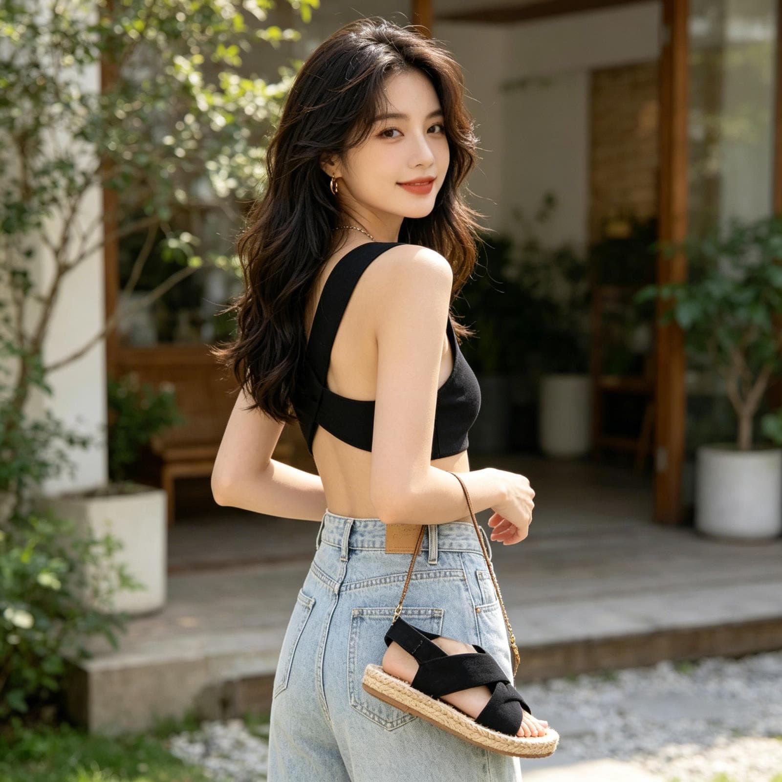 Women's Bohemian Summer Linen Roman Sandals with Elastic Cross Straps, Flat Bottom Espadrilles