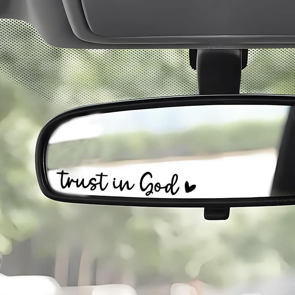 Trust In God 2-Piece Car Rearview Mirror Makeup Mirror Home Decor Sticker Set Cross-Border Amazon Car Accessories Protection Equ