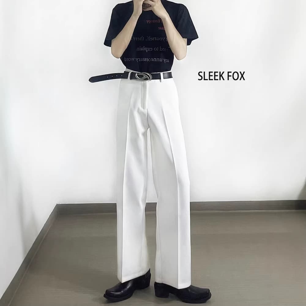 2026 spring Hong Kong style retro black scimitar trousers men's business commuting micro-flared suit trousers casual trousers trend
