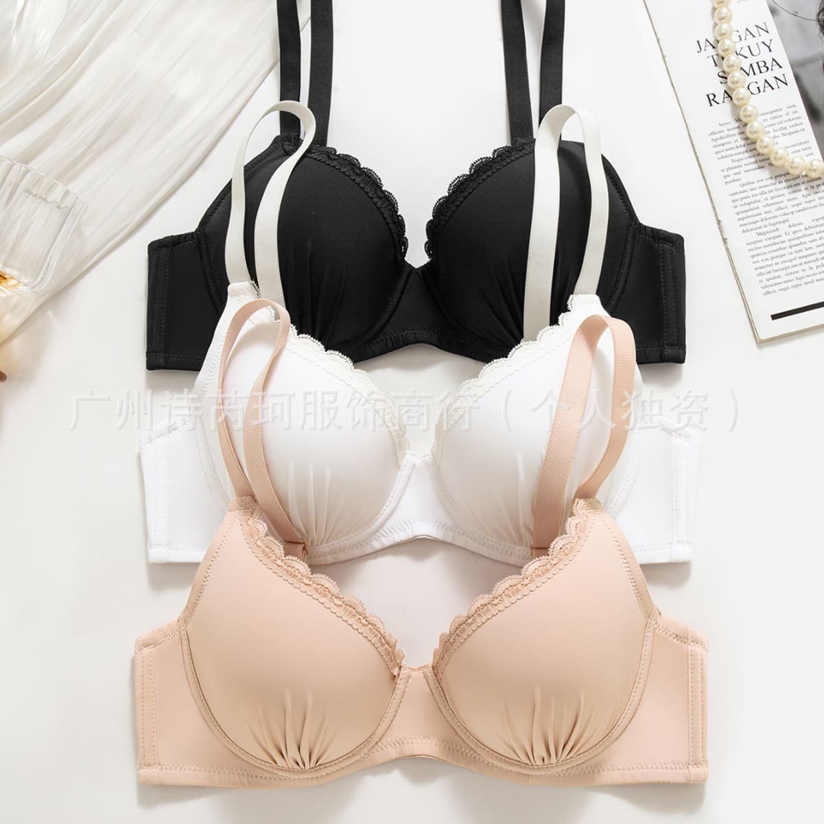 2025 Shein Amazon New Women's Comfort Push-up Jelly Strip Lace Design Underwire Bra
