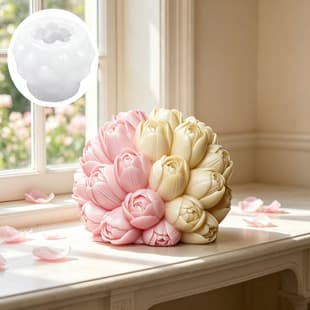 Tulip Ball Silicone Mold 3D Multi-Cluster Tulip Flower DIY Romantic Diffuser Stone Scented Candle Mold