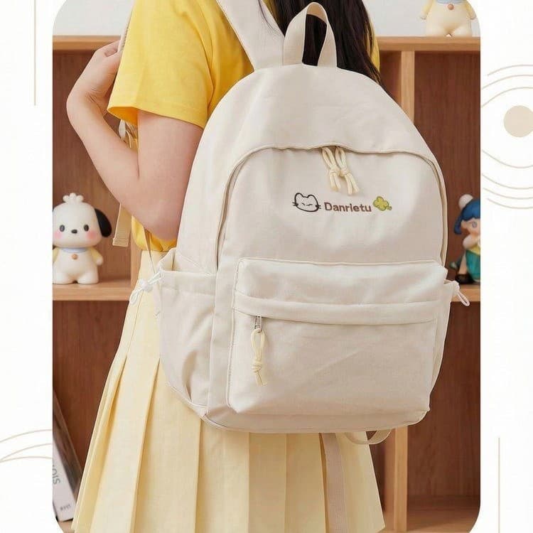 Japanese Solid Color College Student Backpack for Women 2026 New Lightweight School Bag for Middle and High School Students Short Trip Travel Backpack