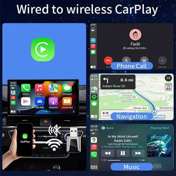 1 pc Color: Black + Silver Material: Plastic CarPlay Android Auto 2-in-1