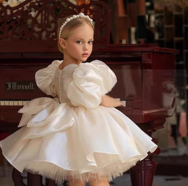 Girls' Princess Dress Floral Puffy Tulle Wedding Dress Show Performance Birthday Toddler One Year Old Party Fashion