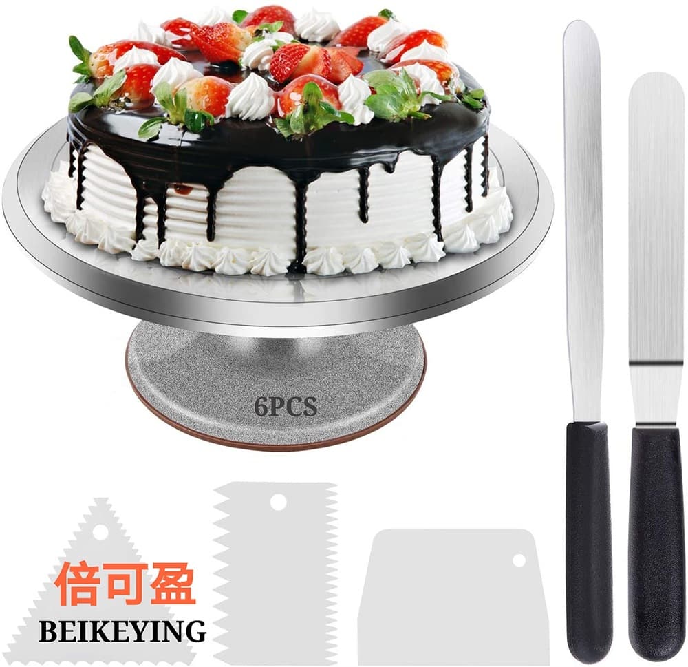 Factory Wholesale 6-Piece Aluminum Alloy Cake Turntable Set with Silicone Scraper DIY Baking Cake Decoration Tools