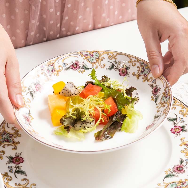 Yingchen Da Dinnerware Set Home Bone China European Style Ceramic Bowls Plates Chopsticks Set Fuji Mountain Loose Pieces
