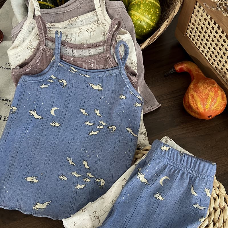 Girls Summer Camisole and Shorts Pajama Set Baby Floral Air Conditioning Wear Children Sleepwear 0052A057
