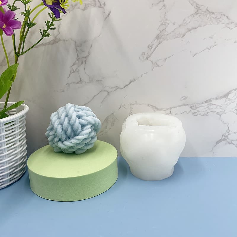 3d Knitted Ball Silicone Mold For Candles Rope Balls Cute Candle Making Tool Fuzzy Yarn Ball Sweet Cake Decoration