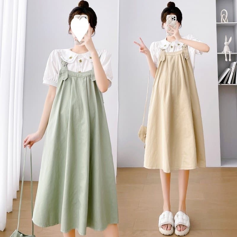 Maternity Summer Outfit 2026 New Style Petite Maternity Overalls Dress Two-Piece Set