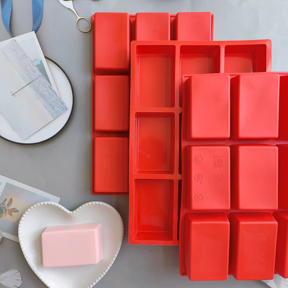 9-Cell Rectangular Soap 711 Silicone Mold DIY Cake Pan Mold, Cookie Chocolate Bread Baking Mold