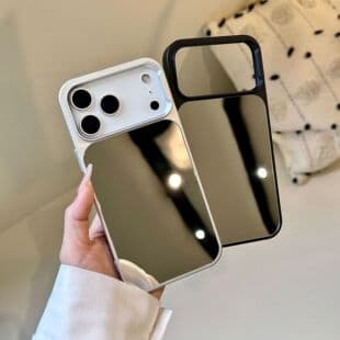 Simple 17 Pro Max Acrylic Spray Mirror Phone Case, Makeup Mirror Phone Cover, Mirror Surface Case Wholesale