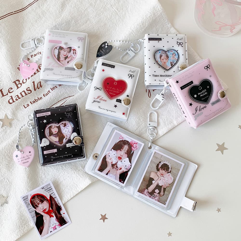 Ins Original Small Heart-Shaped 2-Inch Photo Album Student Photo Sticker ID Photo Storage Album Fan Card Album Small Pendant