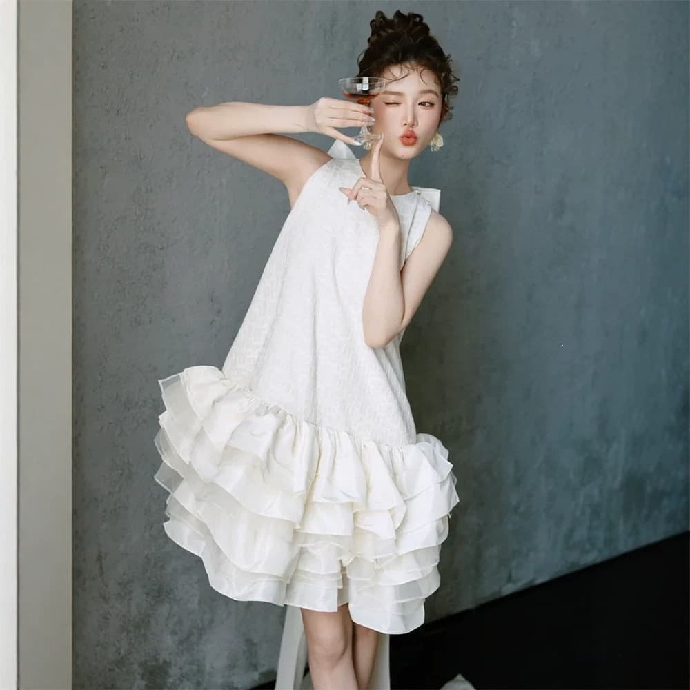 Morning Dress for Bride, High-End Light Luxury, Light Wedding Dress for Birthday, Engagement, Marriage Registration, Elegant Little White Dress