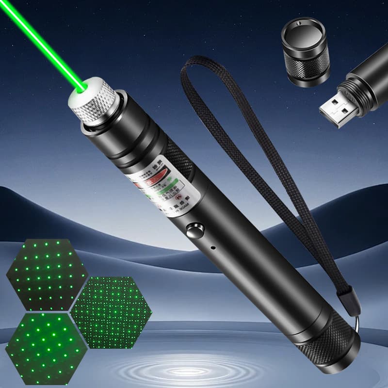 USB Rechargeable High-Power Ultra-Bright Green Laser Pointer Pen for Presentations, Real Estate, Single-Point Laser Light