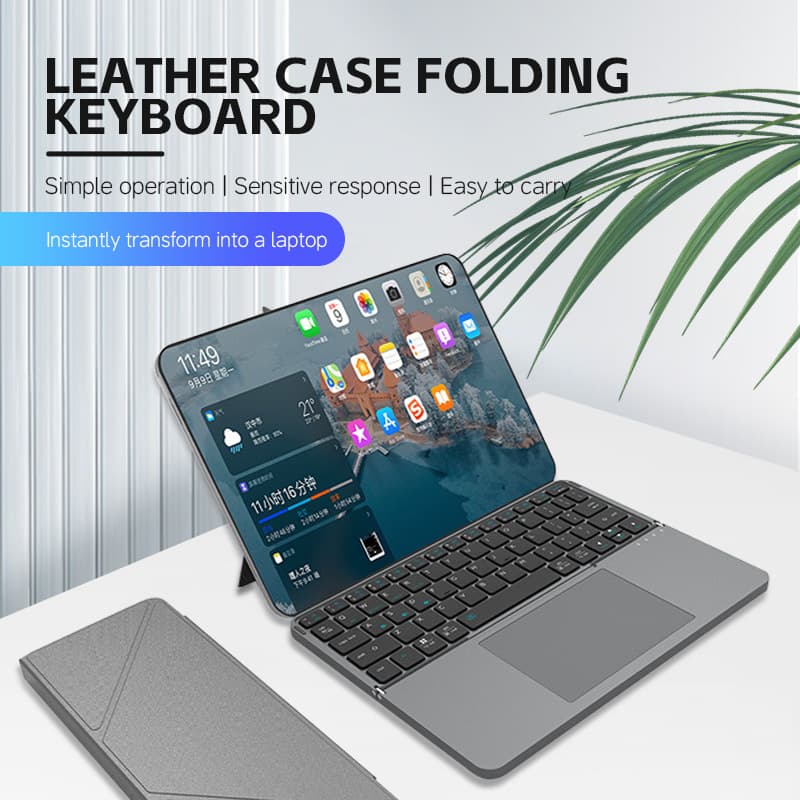 Cross-Border Hot Selling Dual-Fold Bluetooth Keyboard Three Systems Compatible Rechargeable Silent Phone Tablet Portable Keyboard