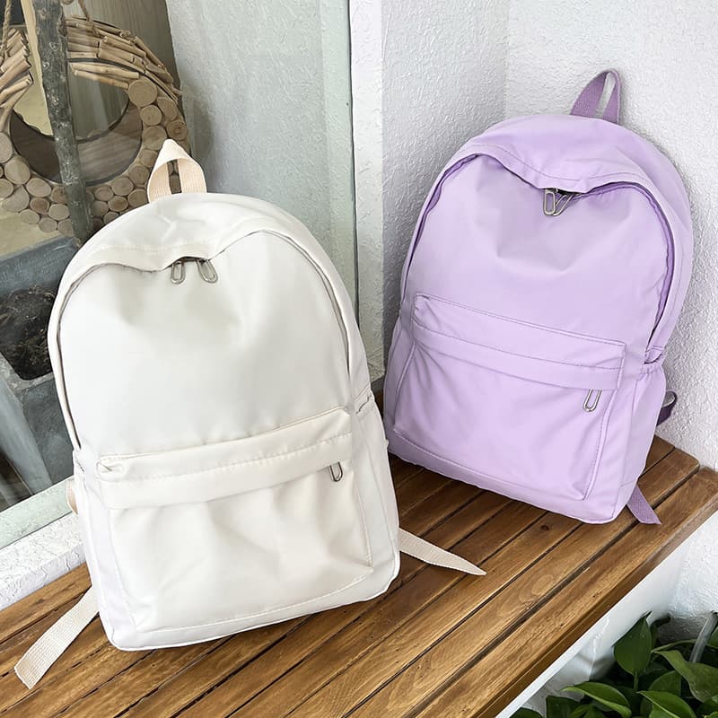 Minimalist student backpack spring summer large capacity outdoor women's backpack solid color nylon double shoulder bag foreign trade wholesale