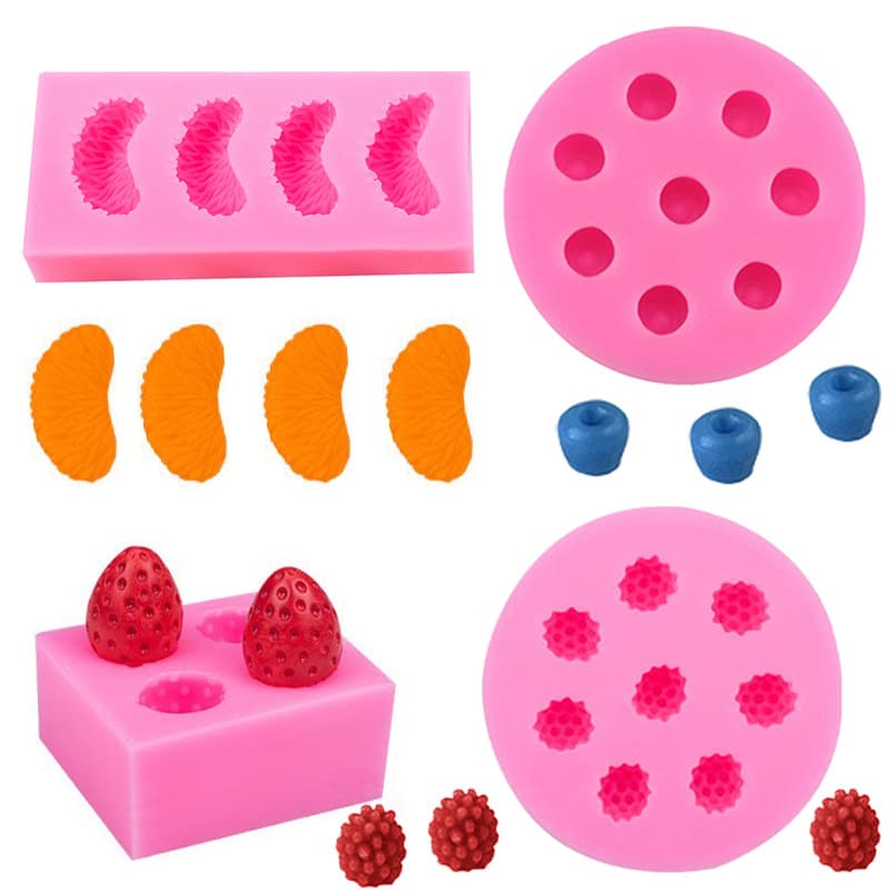 Fruit Series Orange Strawberry Blueberry Raspberry Silicone Mold Fondant Chocolate Cake Decorating Mold