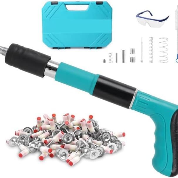 Manual Steel Nail Gun for Wall-Mounted Cable and Pipe Fixing with Slot Device, Nail Gun Parts Kit (200 Pieces)