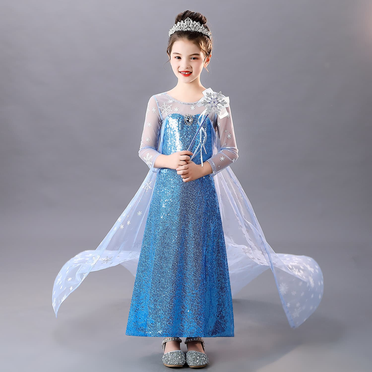 Elsa Princess Dress Female Frozen Girls Dress Elsa Clothes Fashionable Autumn Winter Christmas Children's Clothing