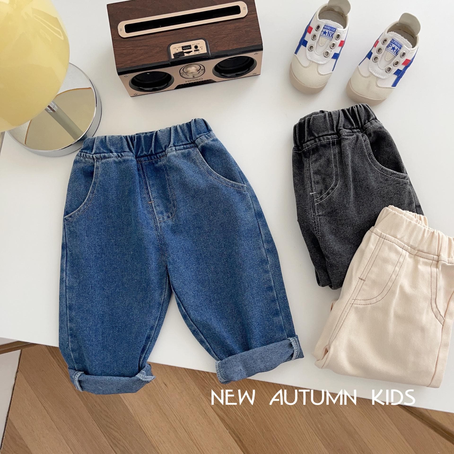 Children's Solid Color Jeans 0-5 Years Autumn Boy Simple Soft Casual Pants Baby Korean Style Pants Trendy AK052