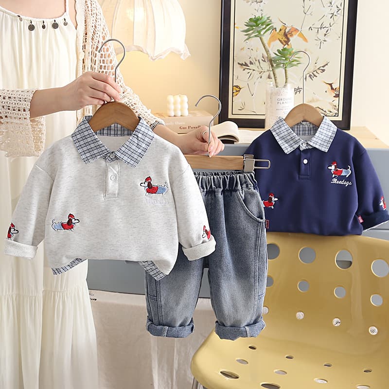 2026 New Children's Boys Autumn Suit Korean Style Spring Autumn Long Sleeve Lapel Two-piece Set Fashionable Western Clothes