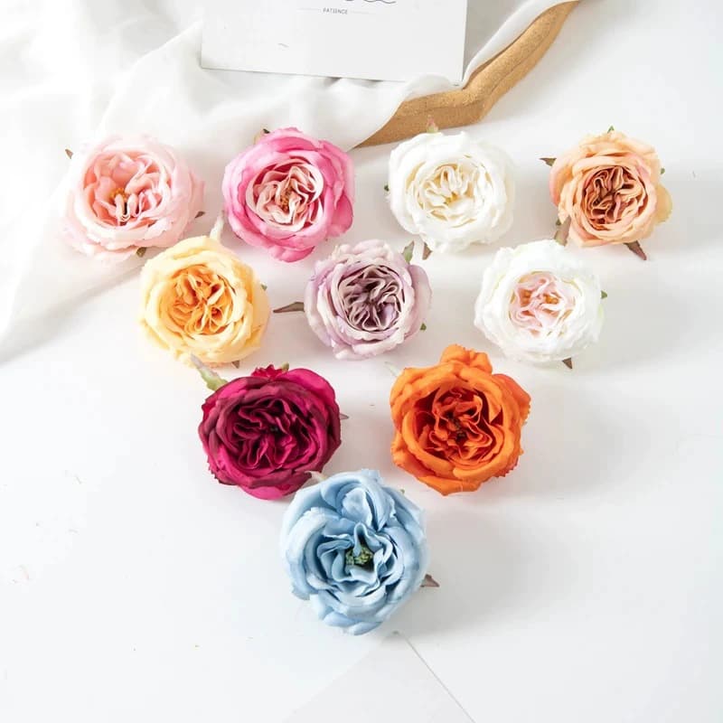 Artificial Flower Heads Mini Austin Home Party Wedding Decoration Accessories Outdoor Garden Christmas Wreath Accessories Wholesale