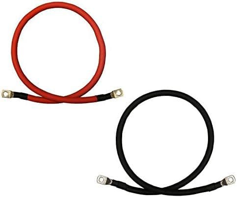 1/0 AWG Gauge Red + Black Pure Copper Battery Inverter Cable.
