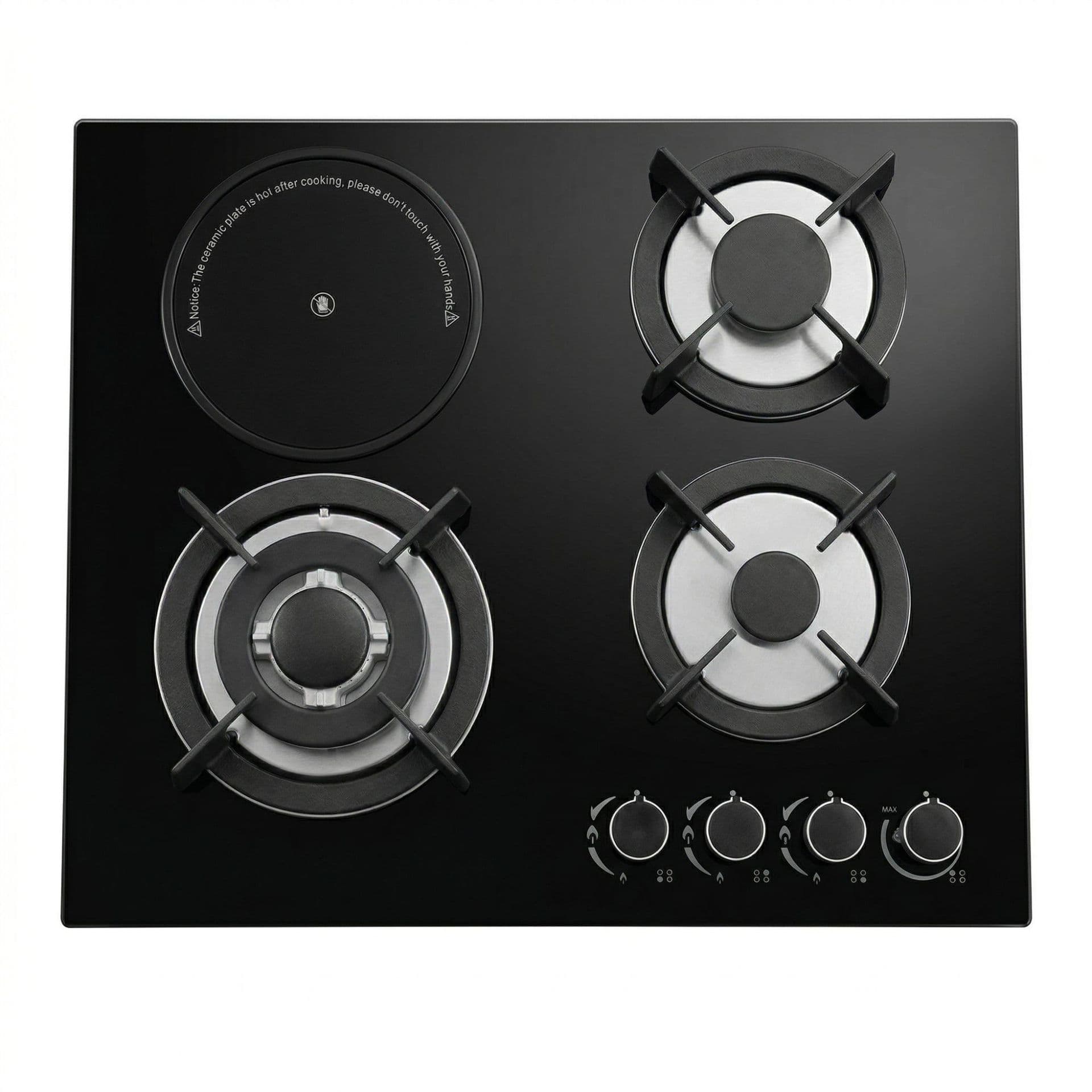 4-Burner Electric Gas Cooktop Glass Household Ceramic Stove 3 Gas 1 Electric Energy-Saving 60cm Cooking Kitchen