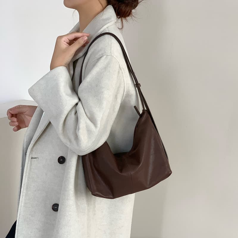 In Stock Lazy Style Vegetable Tanned Sheepskin Hobo Bag 2025 New Leather Shoulder Underarm Bag Niche Retro Soft