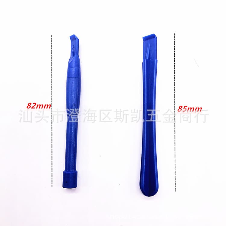 Blue plastic pry bars for mobile phone disassembly and repair, including square/round pry bars and telecommunication power-on tools.