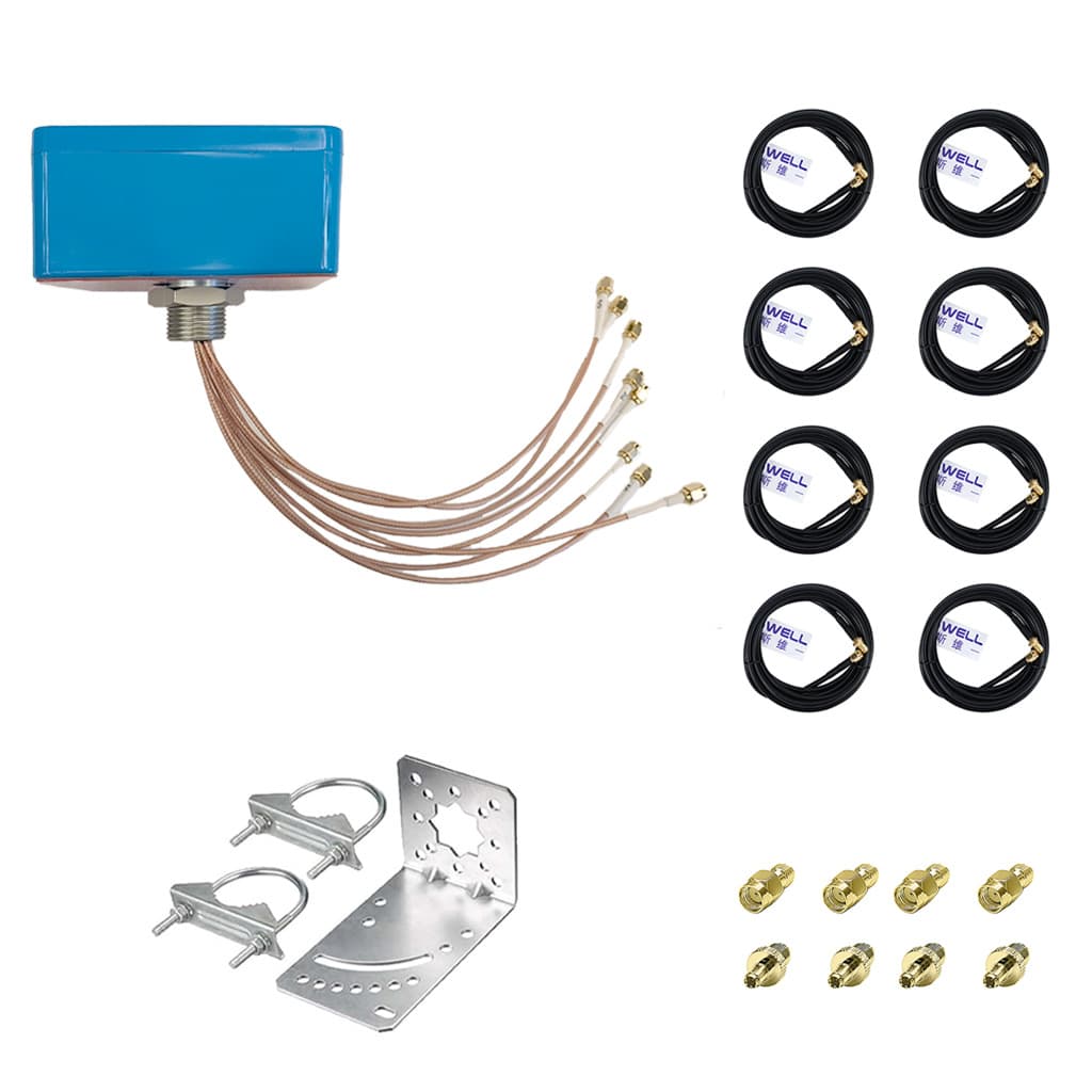 8X8 5G MIMO Antenna with Screw and 3M Adhesive Mounting, 2m Cable, L Mounting Bracket 750-6000MHz