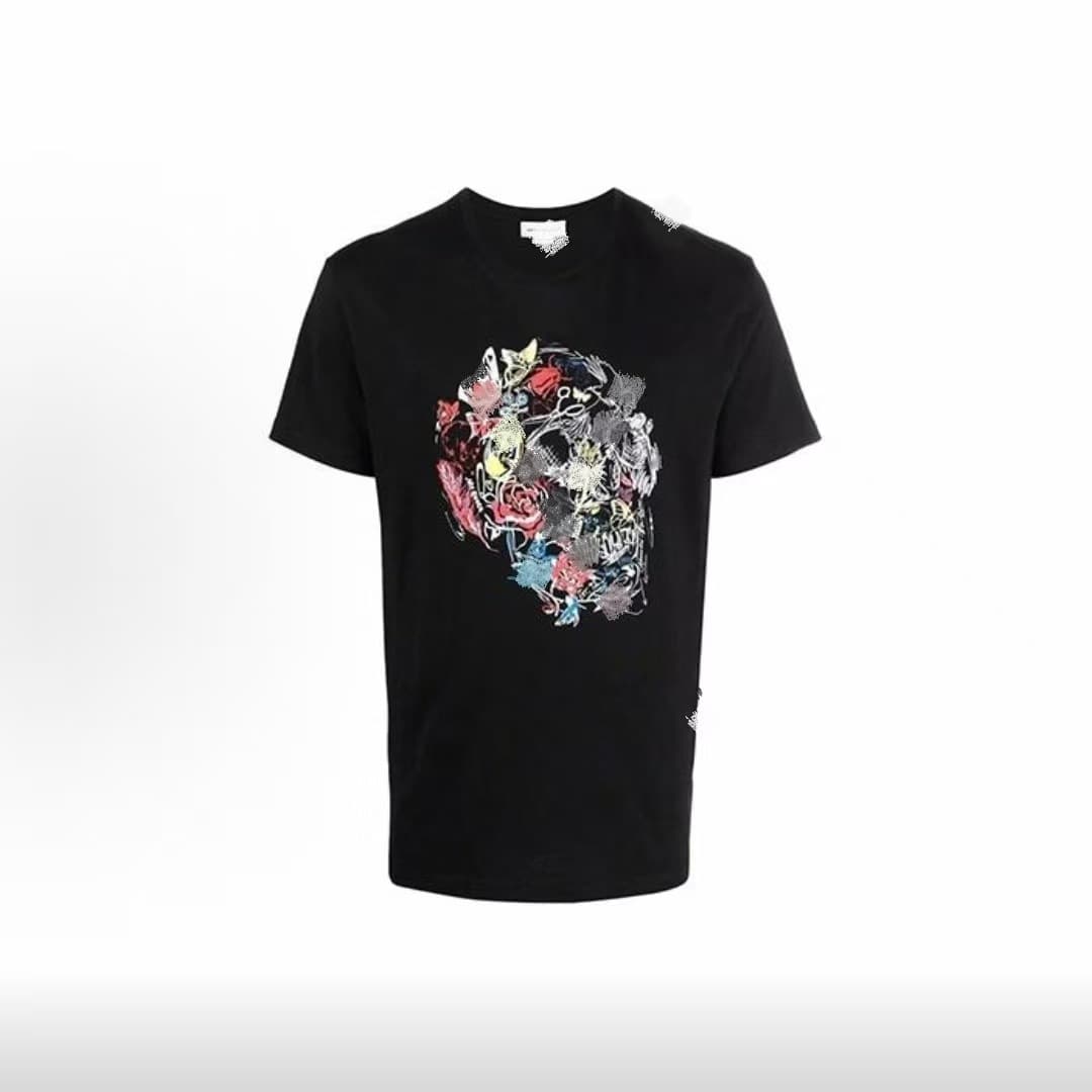 Alexander MK Cross-border Foreign Trade Painted Skull Print Summer Casual Crew Neck New T-shirt