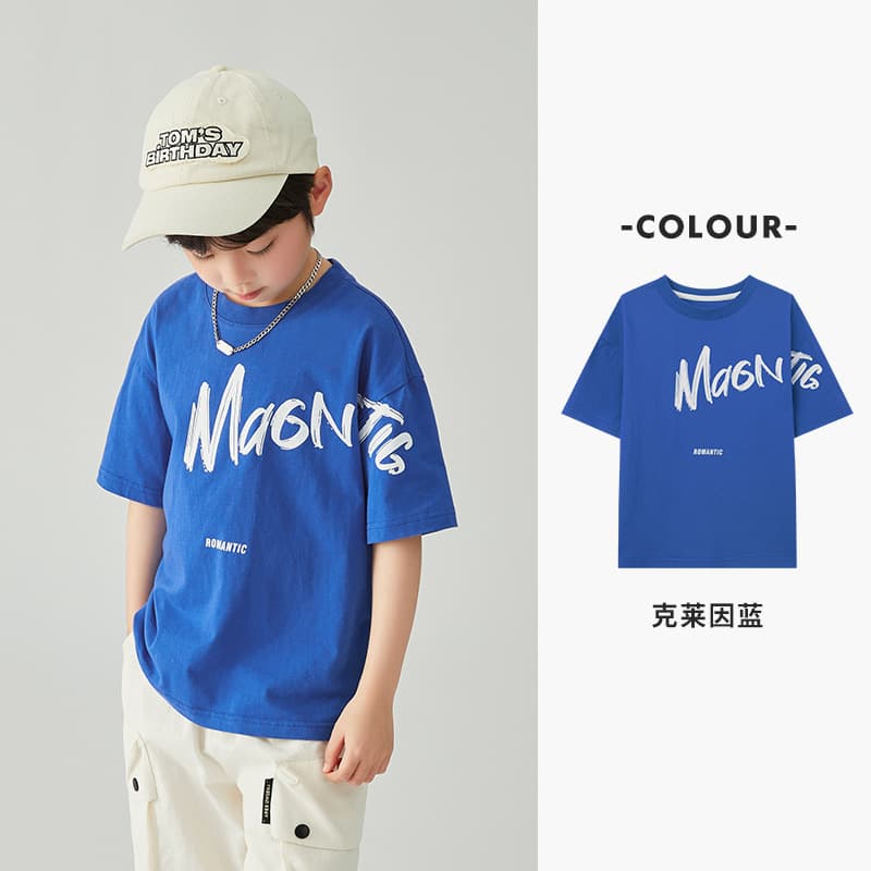 Duoduo Kids Boys T-Shirt Summer Thin Cooling Print Short Sleeve Sports Casual Cotton Top for Older Kids