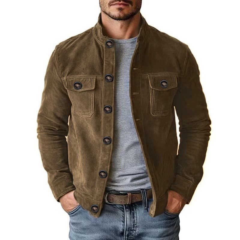 Amazon AliExpress Drop Shipping Men's Casual European and American Jacket Suede-like Jacket American Retro Jacket