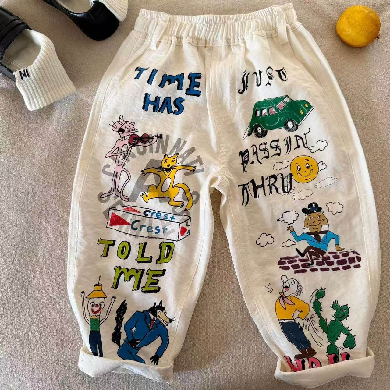 Children's Mosquito-Repellent Pants for Boys 2026 Summer New Style Toddler Cartoon All-Over Print Long Pants Baby Casual Pants for Girls Lightweight
