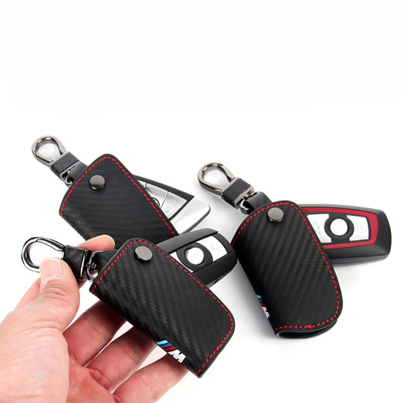 Carbon Fiber Leather Cover For BMW Key Case 1 Series 3 Series 5 7 X5 X1 X3 X4 X6 F20 F30 E60