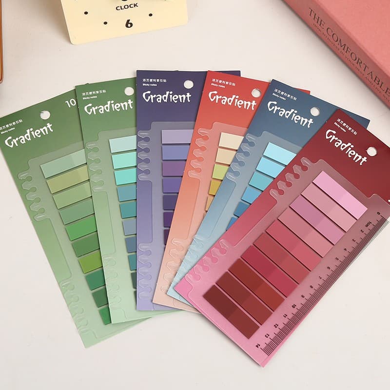 Colorful Transparent Sticky Notes Morandi PET Sticky Notes Loose-Leaf Marker Index Tabs Bookmark Ruler Indicator Waterproof