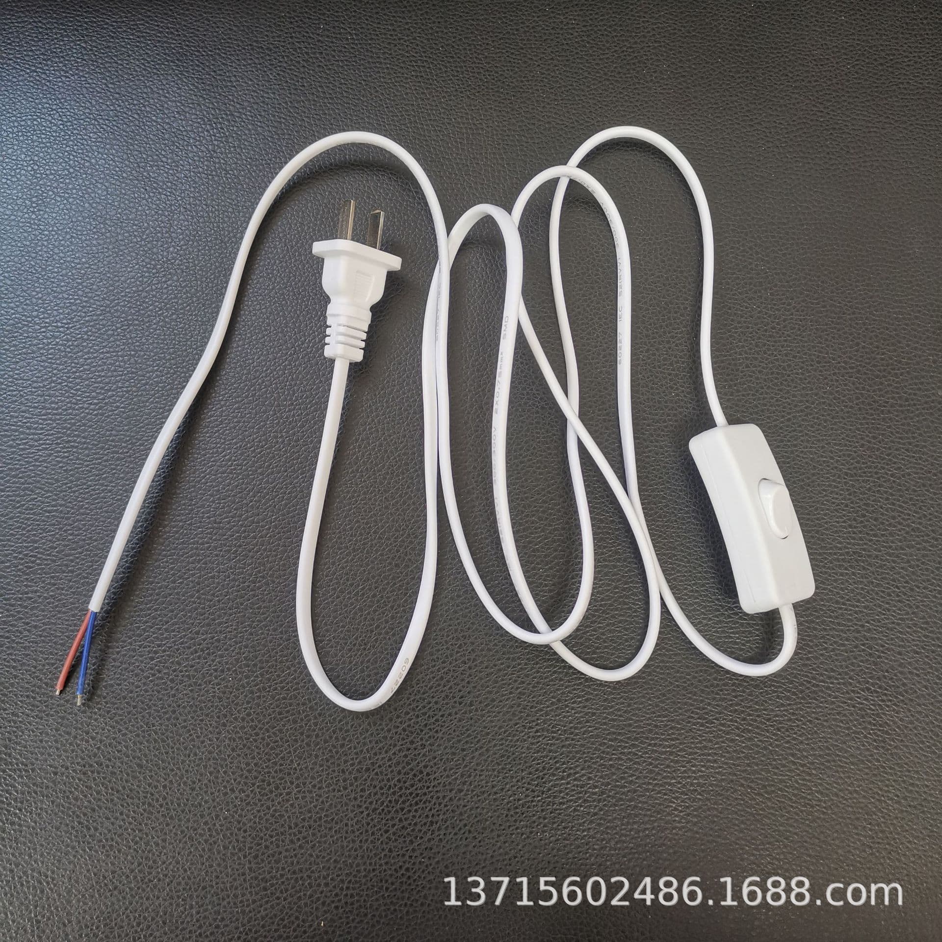 Flat plug power cord with 303 switch wire, national standard two-pin plug, LED lighting AC power cord
